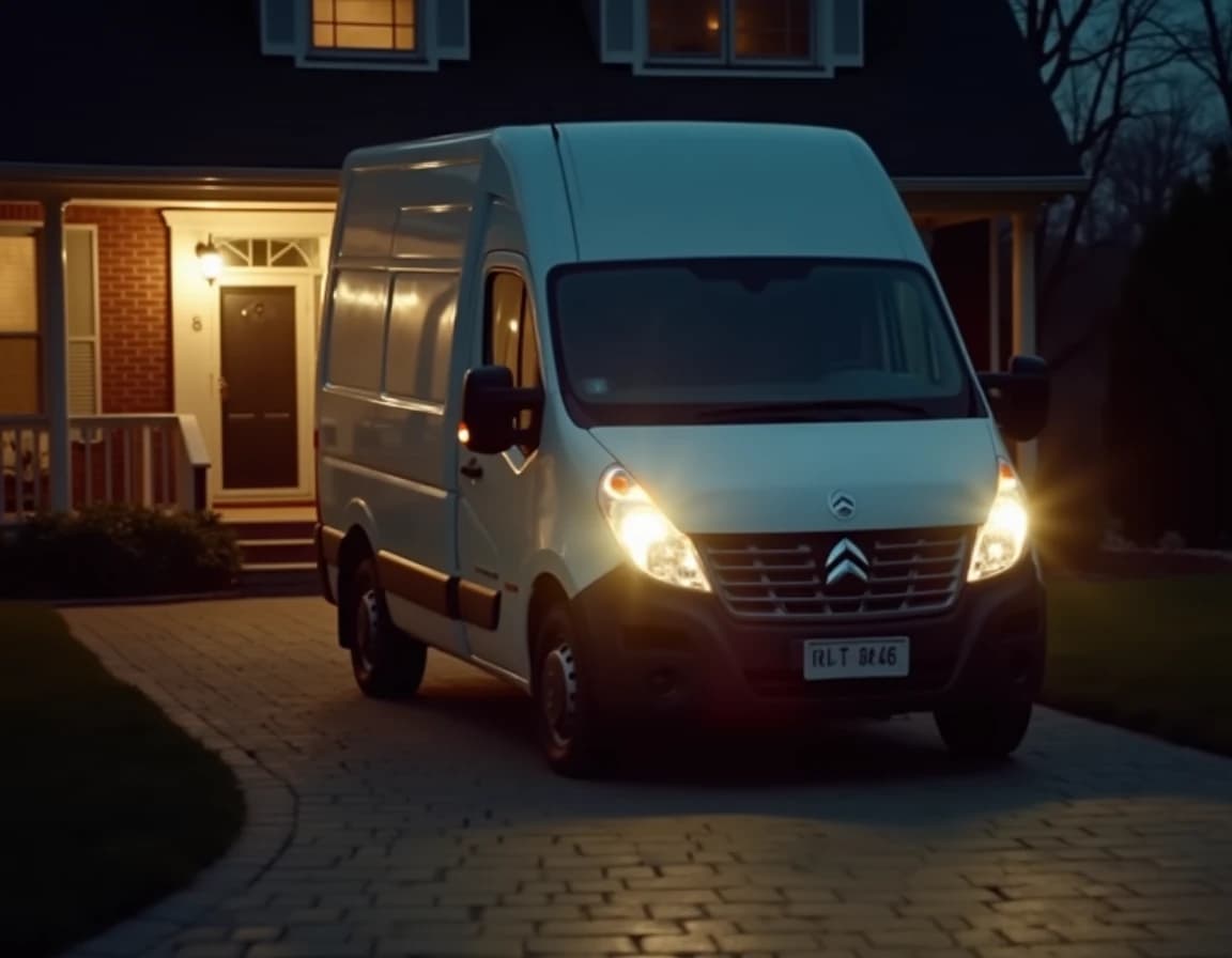 Locksmith van responding to night emergency